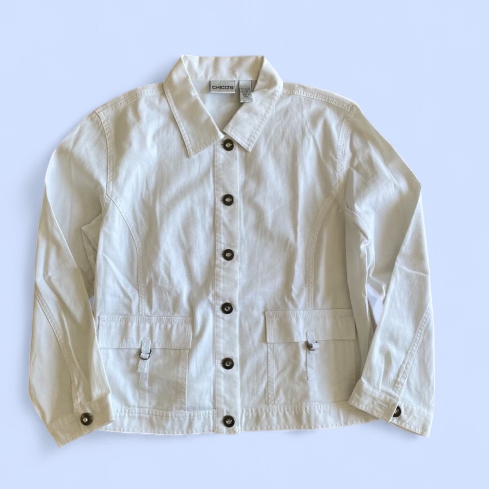 Cotton CHICO'S Button Light Jacket (sz 1 = M)